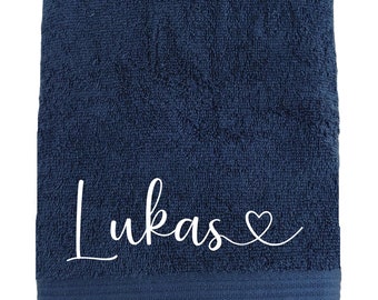 Towel with heart and name embroidered gift birthday hand towel with embroidery letters love personalized bath towel washcloth