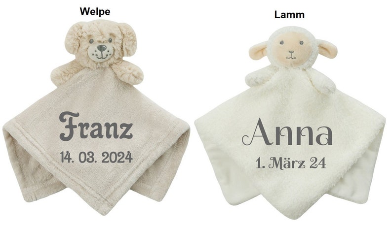 Baby Kuscheltuch AUSWAHL mit Namen bestickt personalisiert Geschenk Taufe Geburt viele Motive Farben Schmusetuch Schnuffeltuch comforter Bild 10