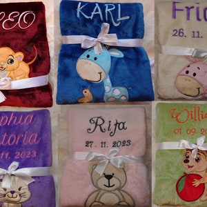 Baby blanket embroidered with name cuddly baptism birth teddy gift baby children&#39;s blanket birthday