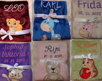 Baby Kuscheldecke mit Namen bestickt kuschlig Taufe Geburt Teddy Geschenk Baby Kinderdecke Geburtstag