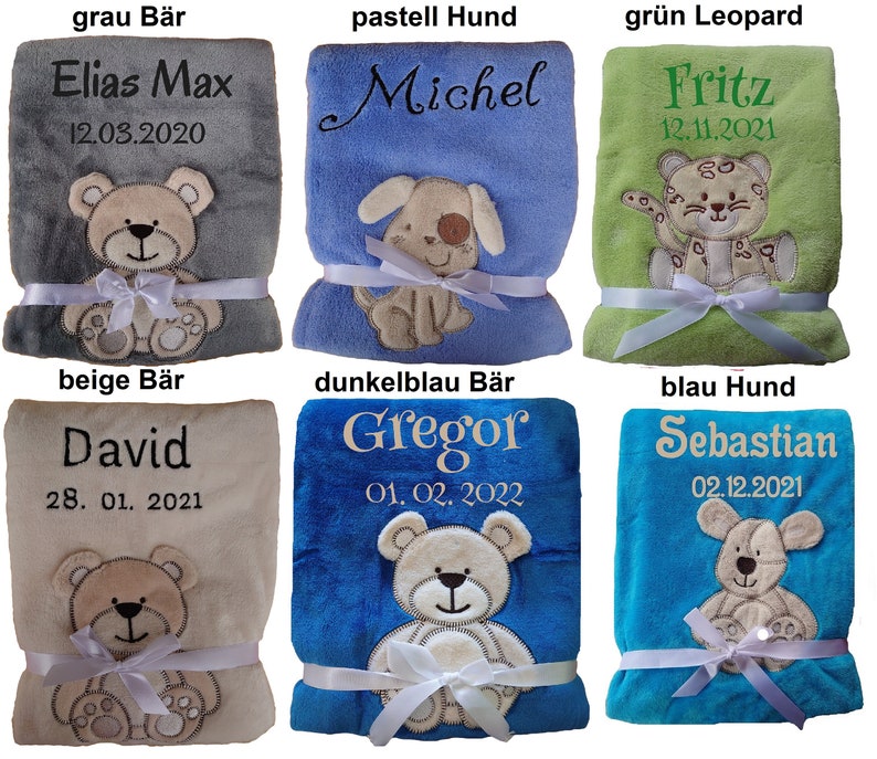 Sweet baby blanket embroidered with name, cuddly baptism birth teddy gift baby children's blanket birthday image 6