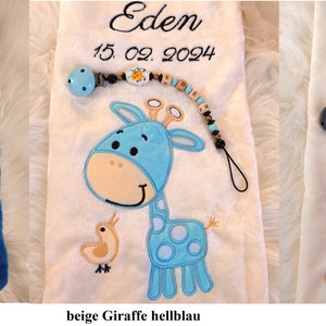 Babydecke mit Namen bestickt Schnullerkette Geschenk Baby Taufe Geburt Nuckelkette personalisiert Datum blanket Geburtsdatum Taufgeschenk Bild 8