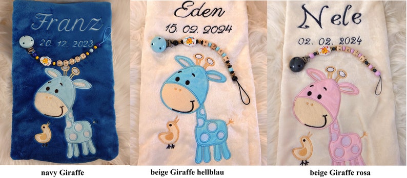 Babydecke mit Namen bestickt Schnullerkette Geschenk Baby Taufe Geburt Nuckelkette personalisiert Datum blanket Geburtsdatum Taufgeschenk Bild 8