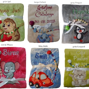 Babydecke mit Namen bestickt Schnullerkette Geschenk Baby Taufe Geburt Nuckelkette personalisiert Datum blanket Geburtsdatum Taufgeschenk Bild 6