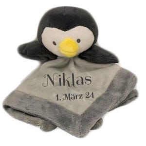 Baby cuddle blanket penguin embroidered with name comforter gift baptism birth birthday blanket starter kit