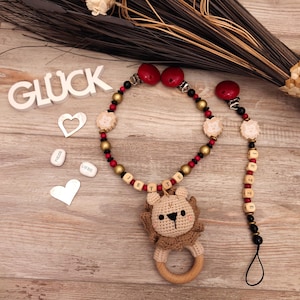 Kinderwagenketting leeuw met naam, cadeau voor baby's, doopcadeau, geboortecadeau, speenketting gepersonaliseerd, jongen, meisje, neutraal