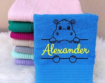 children towel, towel name child, towel with motive, children gift, gift boy, gift girl, towel dino, personlized towel child, gift birth