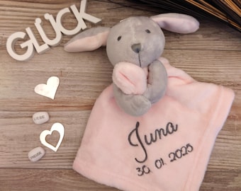 Manta de bebé de peluche con conejito bordado con nombre, manta de peluche rosa, manta de peluche con conejito, manta de peluche con nombre, manta de peluche personalizada, manta de peluche para bebé