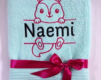 children towel, towel name child, towel with motive, children gift, gift boy, gift girl, towel dino, personlized towel child, gift birth