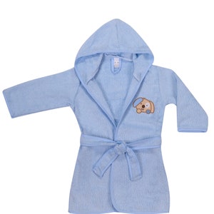 Peignoir Enfants Bébé Brodé avec Nom Poncho Anniversaire Cadeau Baptême Coton Rose Gris Bleu Enfant Peignoir Personnalisé Chien image 4