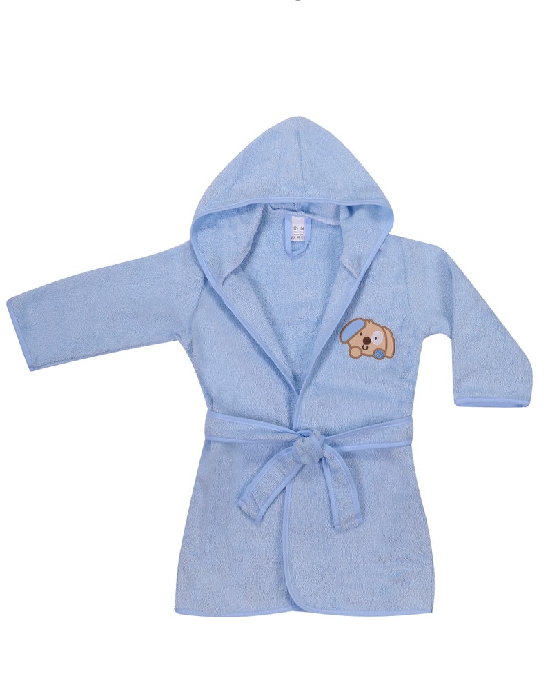 Peignoir Enfants Bébé Brodé avec Nom Poncho Anniversaire Cadeau Baptême Coton Rose Gris Bleu Enfant Peignoir Personnalisé Chien image 4