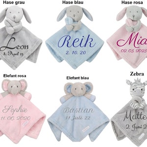 Baby Kuscheltuch AUSWAHL mit Namen bestickt personalisiert Geschenk Taufe Geburt viele Motive Farben Schmusetuch Schnuffeltuch comforter Bild 3