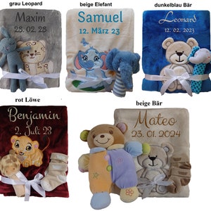 Babydecke mit Namen bestickt Zugabe Rassel Greifling Socken Geschenk Baby Taufe Geburt Mädchen Junge personalisiert Babygeschenk blanket Bild 5