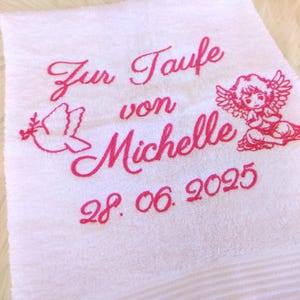Towel for baptism with name and embroidered, baptism gift girl personalized, baptism gift boy, dove, angel, baby gift baptism name, gift boy image 6