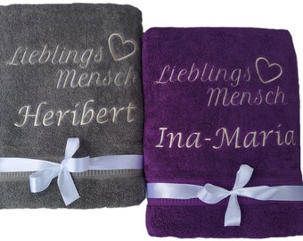 Towel favorite person embroidered with name 50 x 100 cm hand towel gift birthday personalized