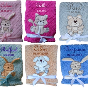 Fluffy baby blanket with name embroidered baptism baby