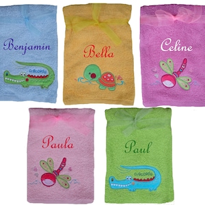Children's towel with name & motif embroidered baptism