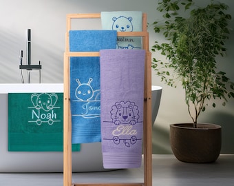 children towel, towel name child, towel with motive, children gift, gift boy, gift girl, towel dino, personlized towel child, gift birth