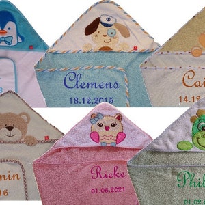 Baby hooded towel with name embroidered 75 x 75 cm