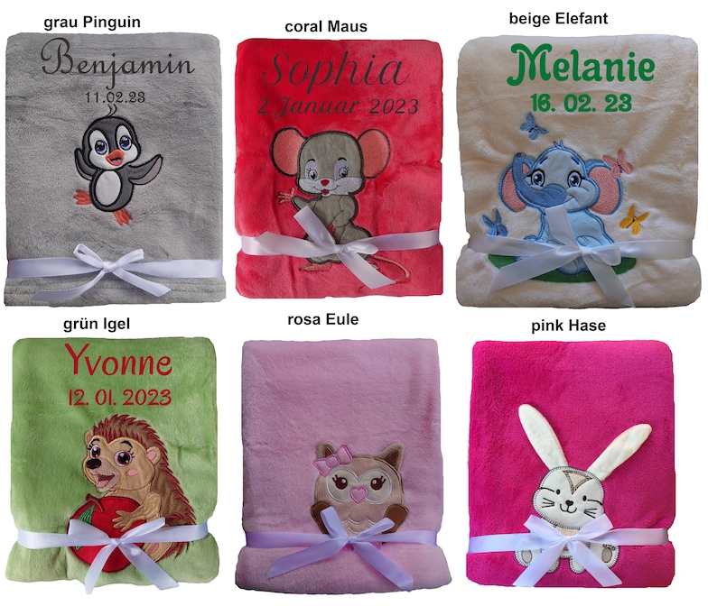 Sweet baby blanket embroidered with name, cuddly baptism birth teddy gift baby children's blanket birthday image 4