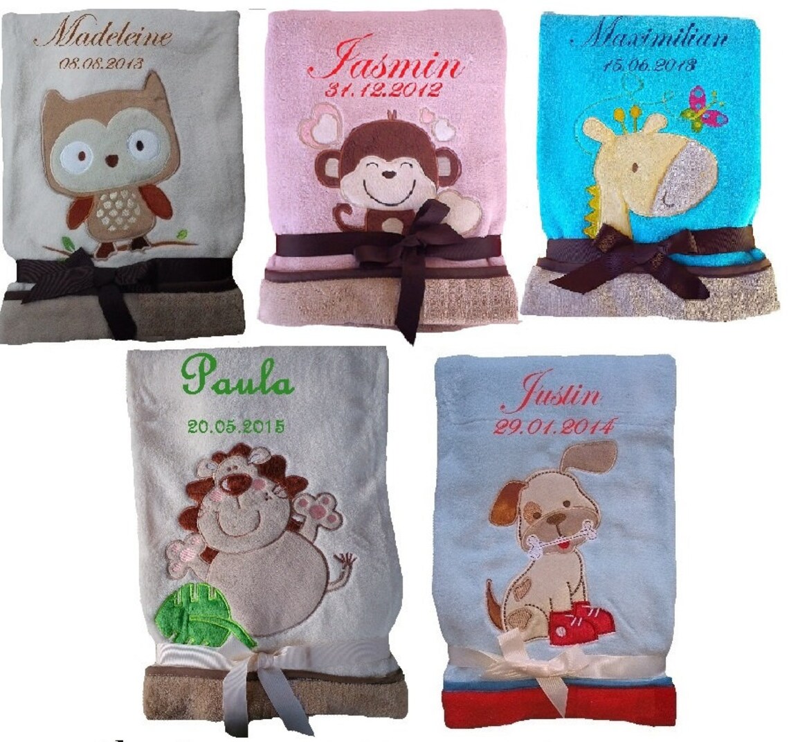 Cute Soft Baby Blanket With Names Embroidered Blanket Children Etsy