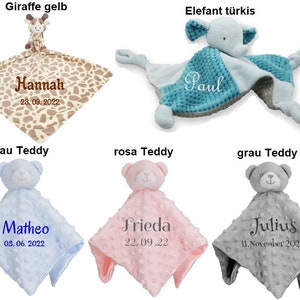 Baby cuddly blanket SELECTION embroidered with name personalized gift baptism birth many motifs colors cuddly blanket comforter image 4