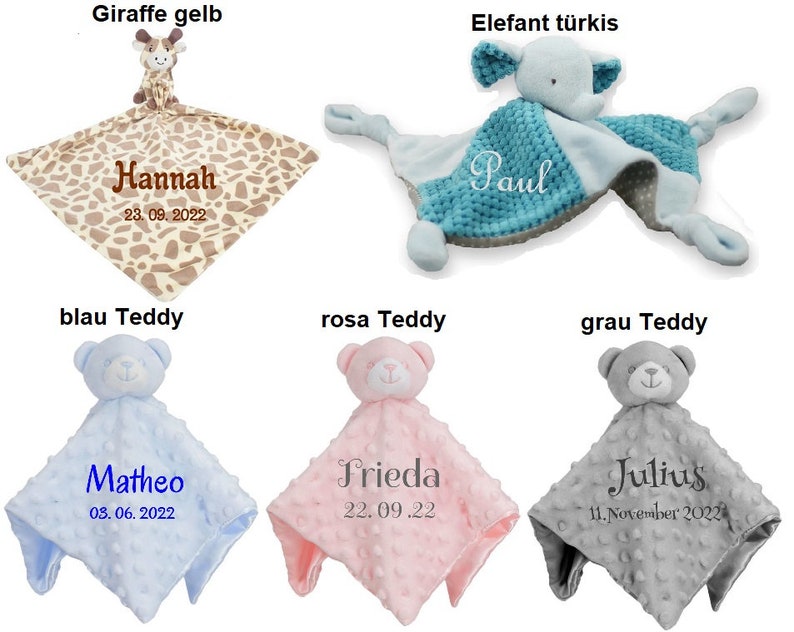 Baby cuddly blanket SELECTION embroidered with name personalized gift baptism birth many motifs colors cuddly blanket comforter image 4