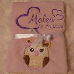 Baby blanket embroidered with name and hearts, gift baby love baptism birth, baby gift, christening gift, cuddly blanket, cuddle blanket heart child