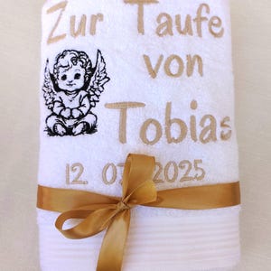 Towel for baptism with name and embroidered, baptism gift girl personalized, baptism gift boy, dove, angel, baby gift baptism name, gift boy image 12