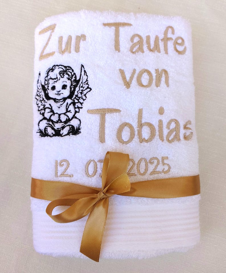 Towel for baptism with name and embroidered, baptism gift girl personalized, baptism gift boy, dove, angel, baby gift baptism name, gift boy image 12