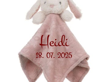 Edredón de conejito personalizado, edredón de bebé con nombre, edredón de bebé rosa, regalo de bebé para nacimiento de niña, suave y tierno, rosa viejo