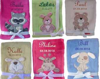 Cuddly baby blanket with embroidered names, christening, baby gift, birth, Children&#39;s Blankets personalized