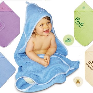 Baby hooded towel embroidered with name