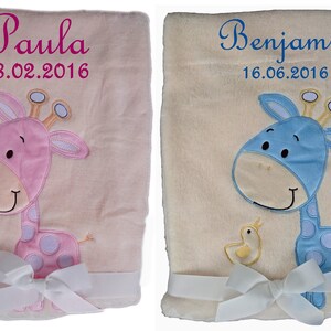 Baby blanket embroidered with name, cuddly baptism birth image 9