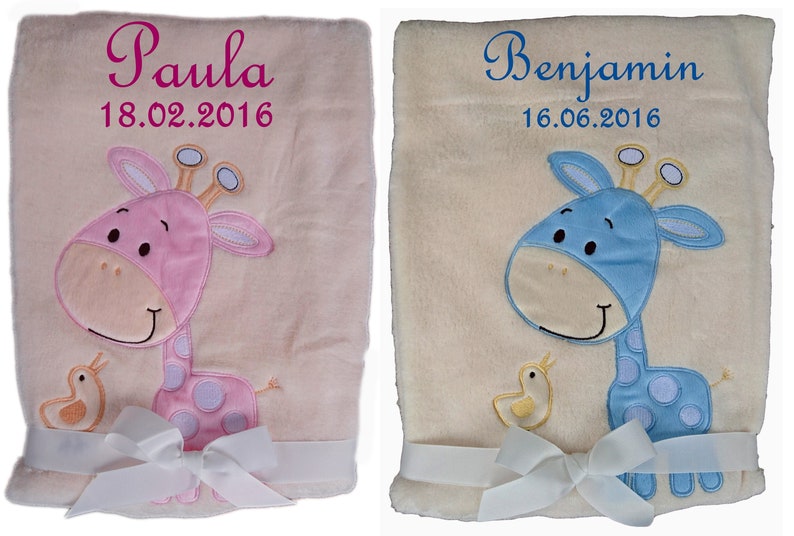 Baby blanket embroidered with name, cuddly baptism birth image 9