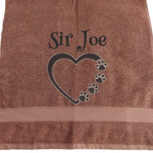 Towel for dogs with name embroidered gift puppy breeder dog towel paw heart embroidery puppy buyer personalization paw love
