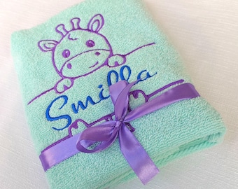 children towel, towel name child, towel with motive, children gift, gift boy, gift girl, towel dino, personlized towel child, gift birth