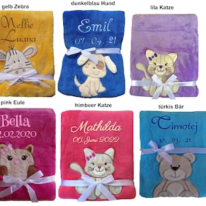 Sweet baby blanket embroidered with name, cuddly baptism birth teddy gift baby children's blanket birthday image 8