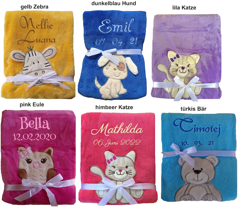 Sweet baby blanket embroidered with name, cuddly baptism birth teddy gift baby children's blanket birthday image 8