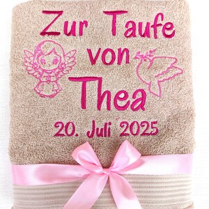 Towel for baptism with name and embroidered, baptism gift girl personalized, baptism gift boy, dove, angel, baby gift baptism name, gift boy image 9