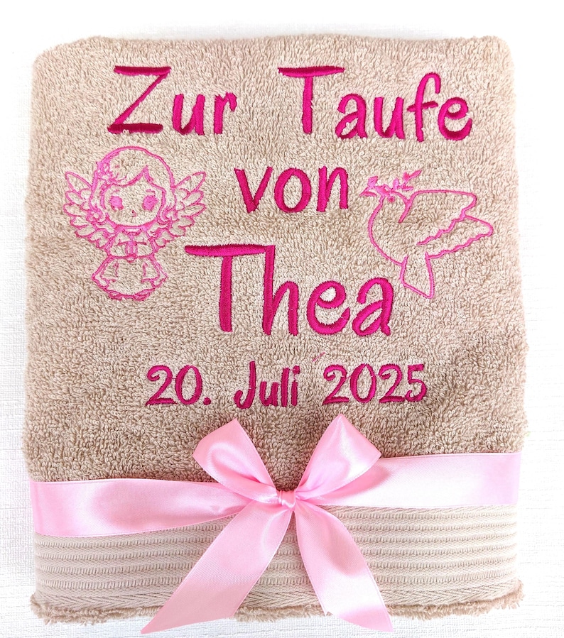 Towel for baptism with name and embroidered, baptism gift girl personalized, baptism gift boy, dove, angel, baby gift baptism name, gift boy image 9