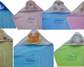 Baby hooded towel embroidered with name