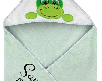 grün personalized towel for babies, hooded towel dino embroidered with name, baby gift boy, hooded towel as a gift for boys, baby present