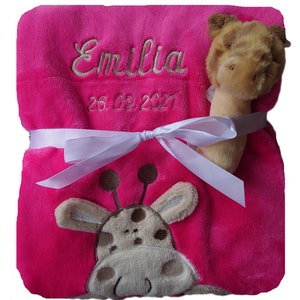 Baby blanket embroidered with name addition baby socks baby rattle grasping toy baby christening image 9