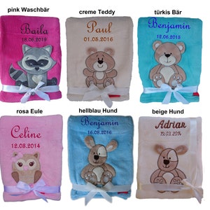 Kuschlige Babydecke mit Namen bestickt Geburt Taufe Baby Kinderwagendecke Krabbeldecke Wickeldecke Junge Mädchen Bild 6