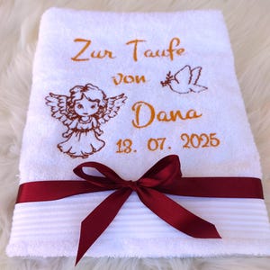 Towel for baptism with name and embroidered, baptism gift girl personalized, baptism gift boy, dove, angel, baby gift baptism name, gift boy image 8