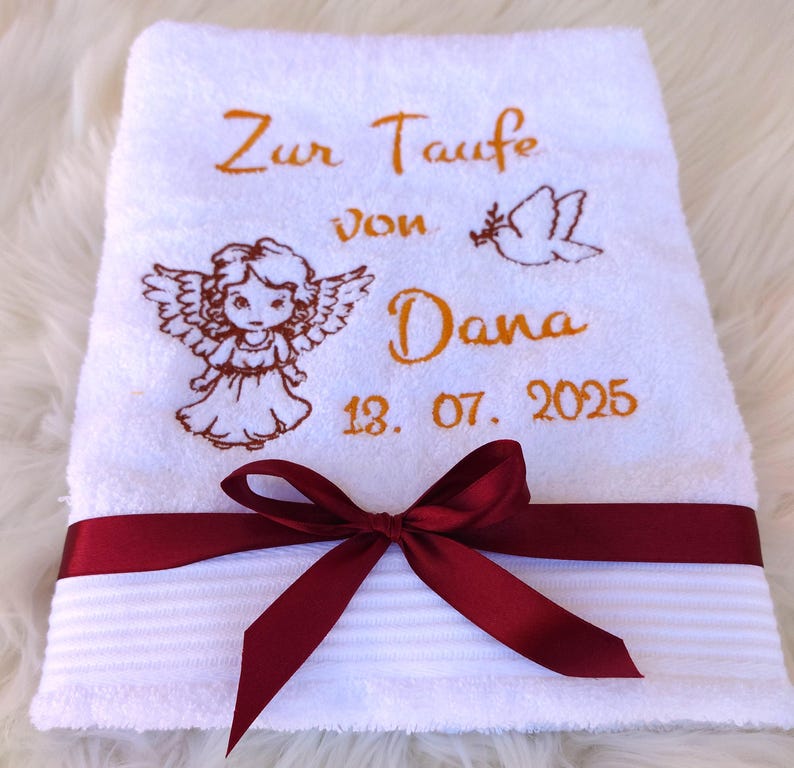 Towel for baptism with name and embroidered, baptism gift girl personalized, baptism gift boy, dove, angel, baby gift baptism name, gift boy image 8