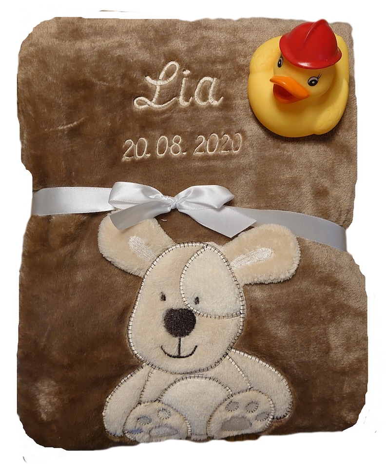 Baby blanket embroidered with name addition baby socks baby rattle grasping toy baby christening image 7