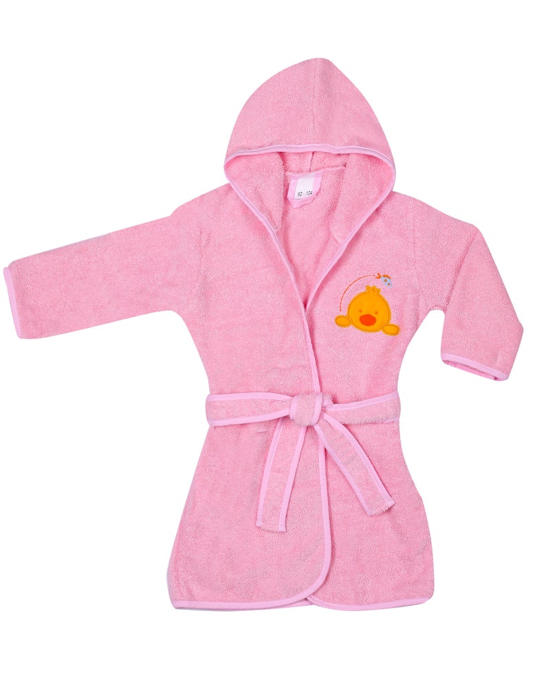 Peignoir Enfants Bébé Brodé avec Nom Poncho Anniversaire Cadeau Baptême Coton Rose Gris Bleu Enfant Peignoir Personnalisé Chien image 3