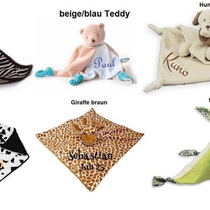 Baby Kuscheltuch AUSWAHL mit Namen bestickt personalisiert Geschenk Taufe Geburt viele Motive Farben Schmusetuch Schnuffeltuch comforter Bild 7